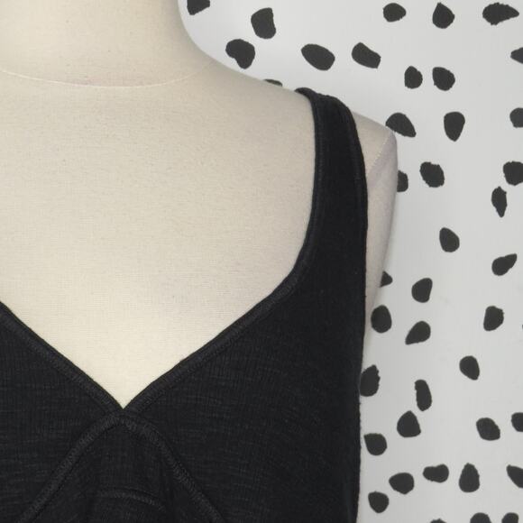 Free People Black Zinia V-Neck Peplum Hem Tank Top - Picture 3 of 10